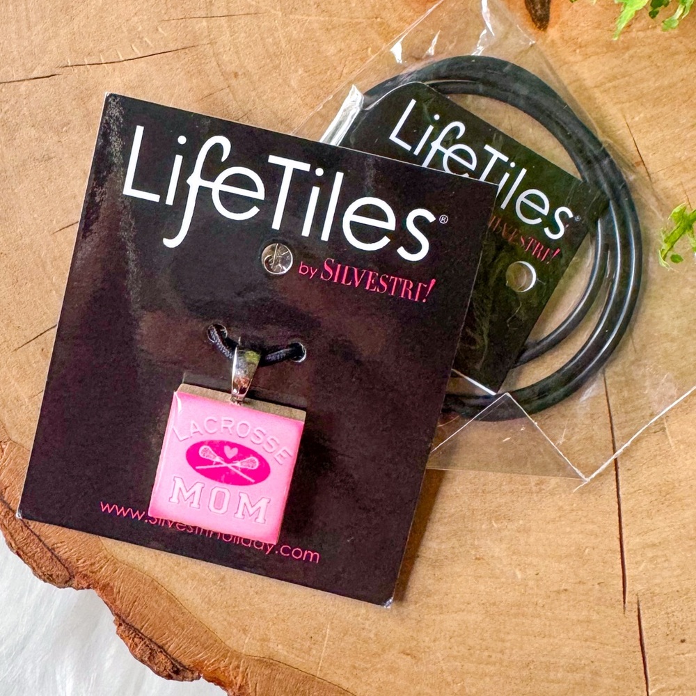 Silvestri LIFETILES Pendant CHARM Necklace Jewelry Lacrosse Mom Pink Life Tiles